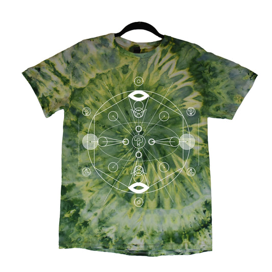 TIPPER | sacred geometry circles green spiral tie dye | tshirts and long sleeves - BassBabeBleachDyes