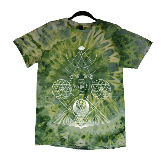 TIPPER | sacred geometry seed of life green spiral tie dye | tshirts and long sleeves - BassBabeBleachDyes