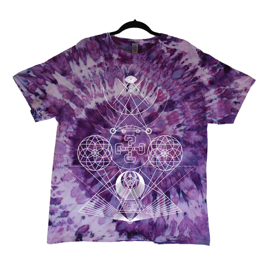 TIPPER | sacred geometry seed of life purple spiral tie dye | tshirts and long sleeves - BassBabeBleachDyes